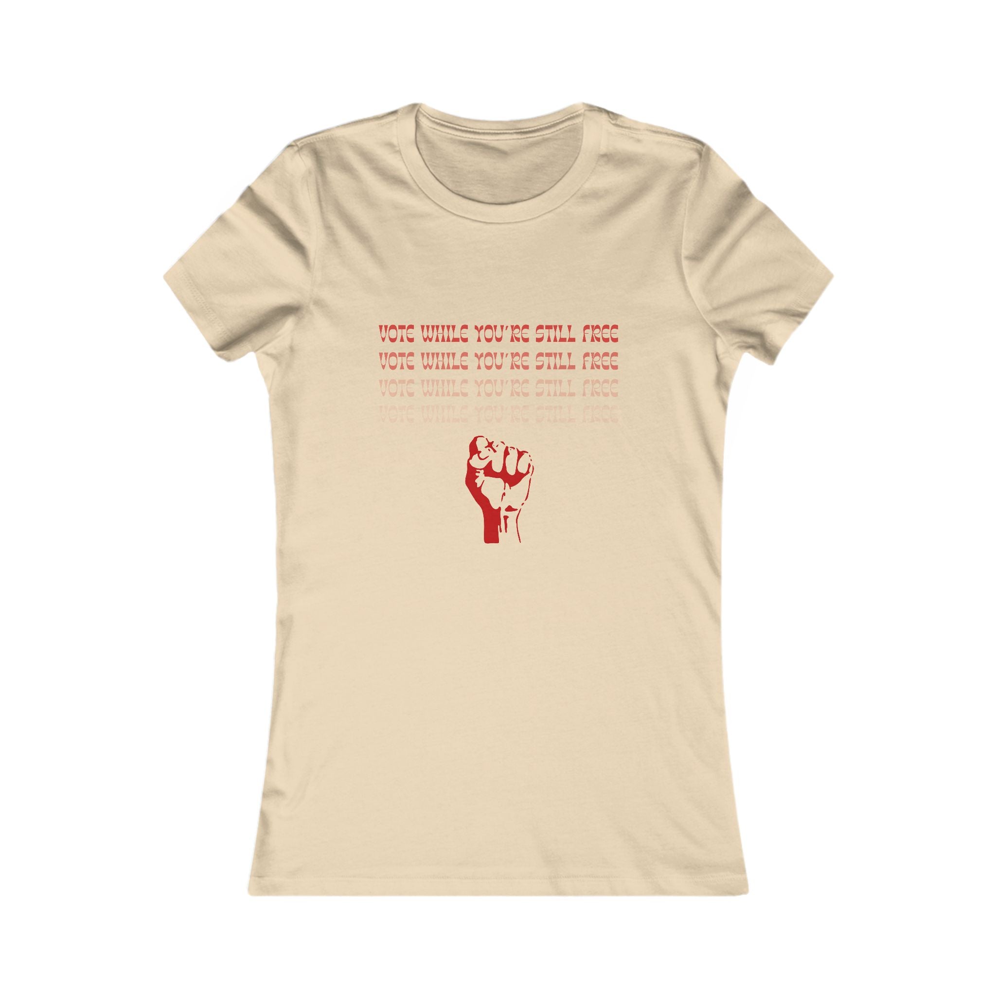 Women's Vote While You're Still Free Fitted Red Fist Graphic T-Shirt - Multiple Colors (#D246)