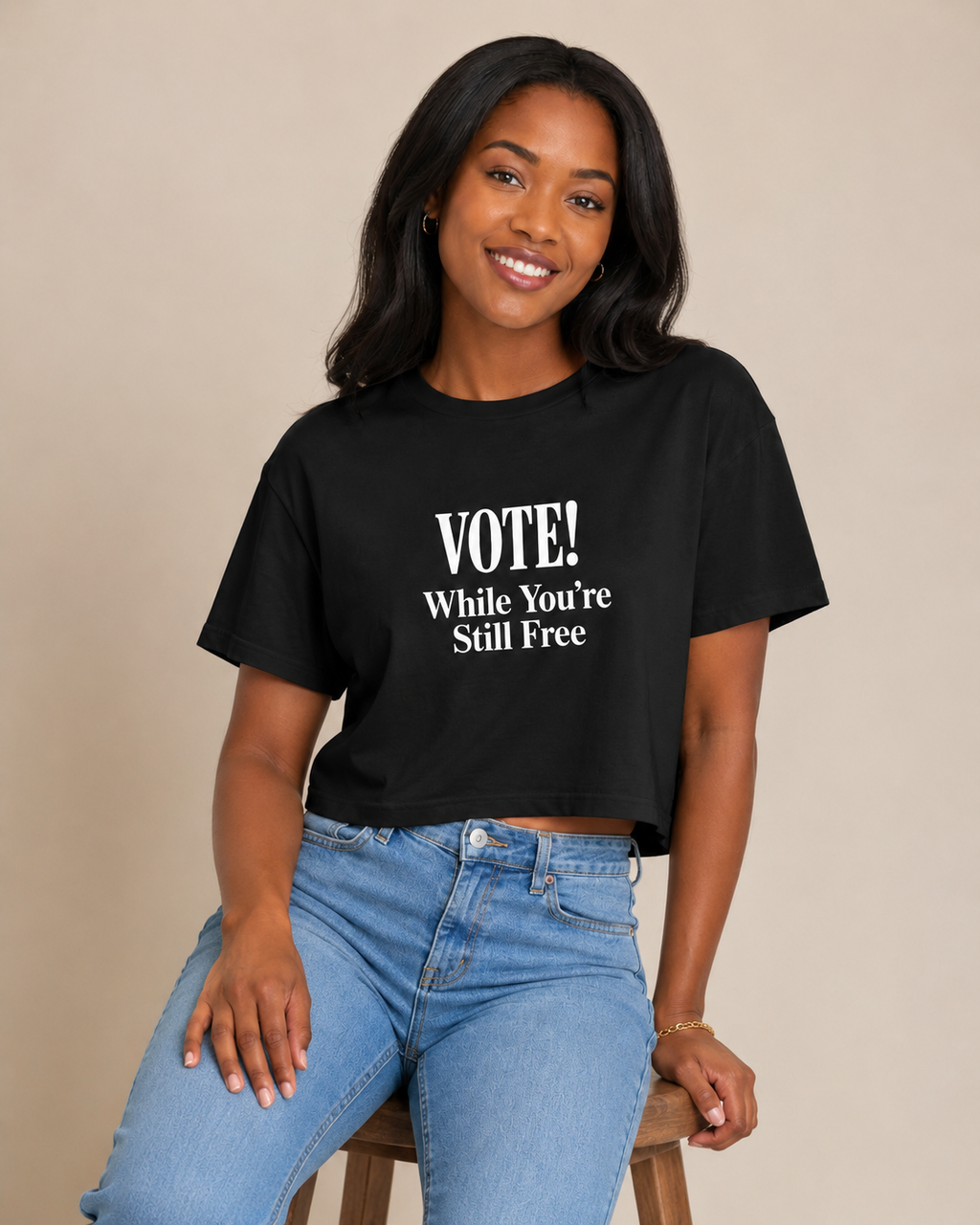 Women's Vote While You're Still Free Crop Tee — Multiple Colors (#D223)